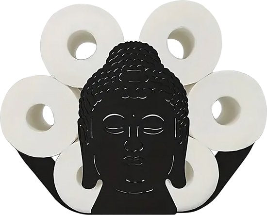 YONO Reserverolhouder Staand - Buddha Design - Toiletrolhouder - WC Rolhouder - Zwart