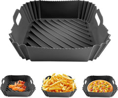 YONO Airfryer Bakje - Vierkant Siliconen Mandje 20cm - Rechthoekig Bakpapier Accessoires - Zwart