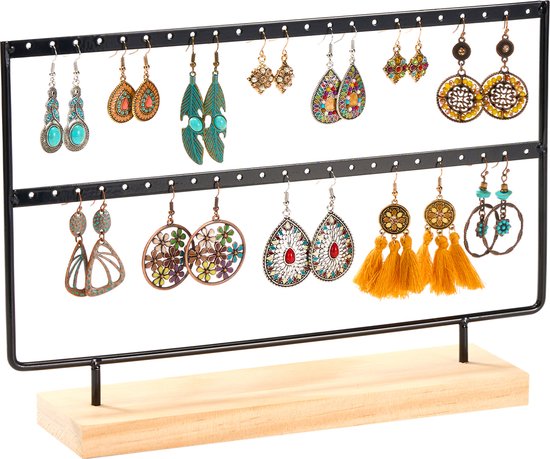 YONO Oorbellenrekje - Sieradenrekje - Oorbellen - Organizer - Sieradenhouder - Opbergen - 40 gaatjes - Zwart
