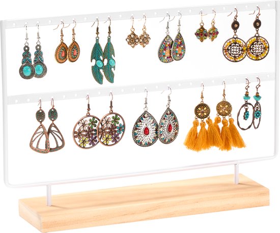 YONO Oorbellenrekje - Sieradenrekje - Oorbellen - Organizer - Sieradenhouder - Opbergen - 40 gaatjes - Wit