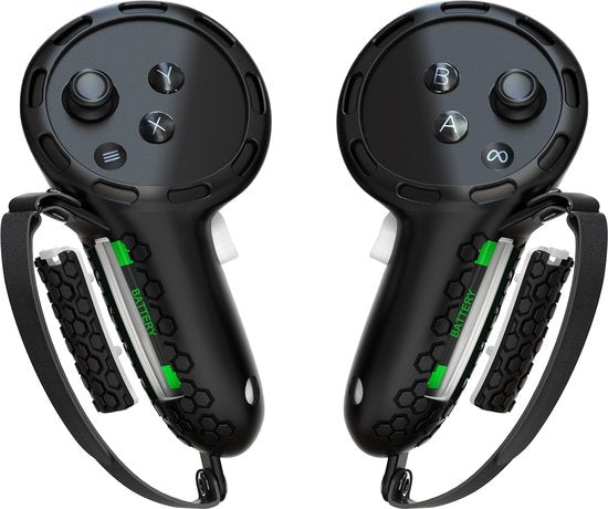 YONO Grip Case met Strap geschikt voor Oculus Quest 3 Touch Controller - Bescherming Cover Accessoires Meta Quest 3 - 2 Stuks - Zwart