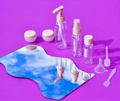 YONO Reisflesjes Set - Navulbare Reisflacons in Verschillende Maten met Toilettas - Spray Flesjes en Cosmetica Potjes voor Handbagage Vliegtuig - 8in1