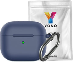 YONO Hoesje geschikt voor Apple Airpods 3 - Siliconen Soft Case met Clip - Alaska blauw