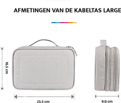 YONO Kabel Organiser Tas Large - Compacte Kabeltas - Opbergtas voor Elektronica en Accessoires - Etui Organizer Case - Lichtgrijs