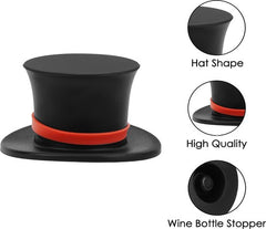 Wijnstopper Hoed - Wijnstop Grappig - Flessenstop - Wijndop - Flesafsluiter - Zwart