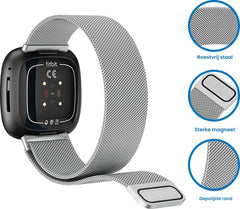 YONO Milanees Bandje geschikt voor Fitbit Versa 4 / Sense 2 – Zilver – Large