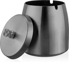 YONO Metalen Asbak met Deksel - voor Buiten en Binnen - RVS - Zwart