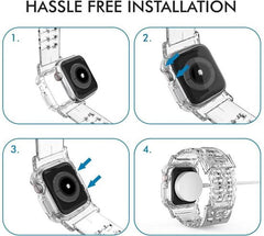 YONO Crystal Rugged Bandje geschikt voor Apple Watch - 42mm - 44mm - 45mm - Transparant