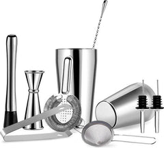 YONO Premium Cocktailshaker Set 10-Delig - RVS 800ml met Bar Cocktail Accessoires - Zilver