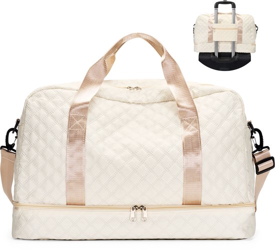 YONO Reistas Handbagage - Weekendtas 50x30x25 - Duffel Bag - Dames - Heren - Beige Champagne