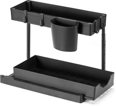 YONO Gootsteenkast Organizer Uitschuifbaar - Hoogte Verstelbaar - Keukenkast Rek - Gootsteenrek - Zwart