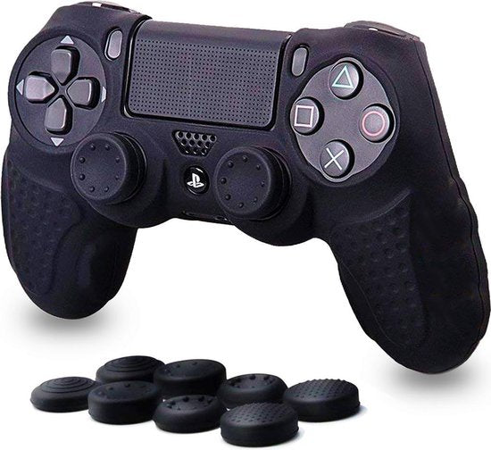 YONO Hoesje geschikt voor PS4 Controller – Skin met Thumb Grip – Zwart
