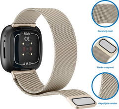 YONO Milanees Bandje geschikt voor Fitbit Versa 4 / Sense 2 – Champagne – Large