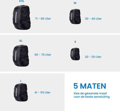 YONO Regenhoes Rugzak Waterdicht - Reflecterende Backpack Hoes Vliegtuig - 41 tot 59 Liter - Zwart - L