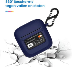 YONO Soft Case geschikt voor JBL Tour Pro 2 - Siliconen Draadloze Oordopjes Hoesje met Clip - Donkerblauw