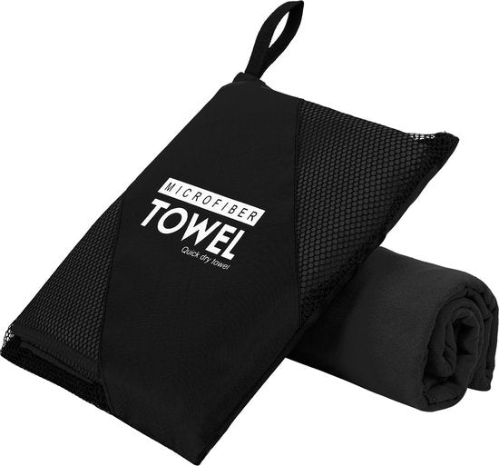 YONO Microvezel Handdoek Sneldrogend - Reishanddoek 40x80cm - Sporthanddoek - Gym Towel - Badlaken - Zwart