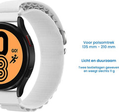 YONO Nylon Loop Bandje 20mm - Horlogebandje geschikt voor Samsung Galaxy Watch 7/6/5 / Pro / 4 / 3 / Active 2 - Polar Ignite / Unite – Huawei - Wit