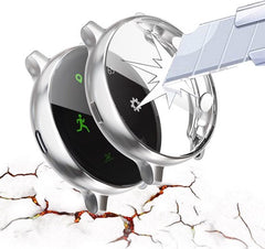 YONO Full Cover Bumper geschikt voor Samsung Galaxy Watch Active 2 44mm – Siliconen Case Screenprotector Hoesje – Zilver