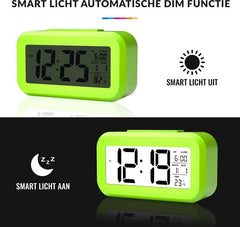 YONO Alarmklok - Digitale Wekker - Klok Slaapkamer - Kinderen en Volwassenen - Snooze Functie - Groen