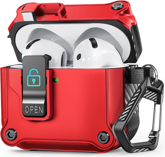 YONO Hoesje geschikt voor Airpods 4 - Case - Lock - Rood