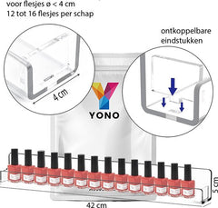 YONO Nagellak Display - Wand Rek Houder en Organizer - Gel Polish Opbergen - Transparant - 8 Stuks