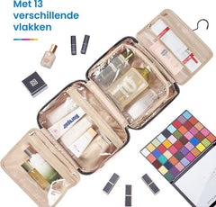 YONO Toilettas Dames XL - Travel Organizer met Haak - Make Up / Cosmetica / Beauty Tas - Lichtroze