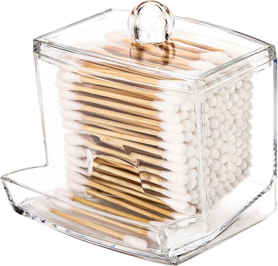 YONO Wattenstaafjes Houder - Oorstokjes Dispenser - Badkamer Organizer - Transparant