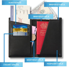 YONO Paspoort Hoesje - Paspoorthouder Leer - Houder - Cover - Mapje - Zwart