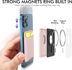 YONO Kaarthouder Siliconen geschikt voor Apple iPhone 14 / 13 / 12 - Magnetische Pasjeshouder Mag-safe - Slim Wallet - Roze