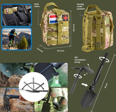 YONO Survival Kit Outdoor - Overlevingspakket Noodpakket Rampenrugzak - Mes - Schep - Vuurstarter - XL Set - Camouflage