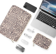 YONO Laptophoes 15 Inch – 14 Inch - Laptop Sleeve inclusief Etui Hoesje – Waterafstotende Laptoptas - Luipaard