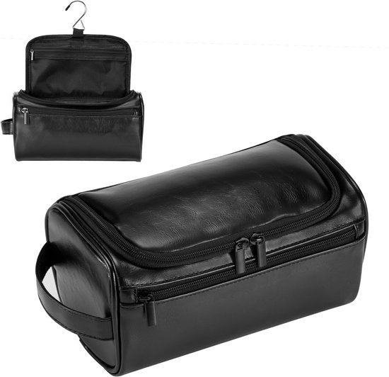 YONO Toilettas Heren - Toiletzak met Haak - Kunstleer - Travel Organizer Mannen - Zwart