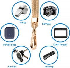YONO Telefoonkoord Universeel - Telefoonketting Verstelbaar - Gsm Koord - Phone Cord - Nylon - Champagne