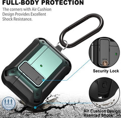 YONO Hoesje geschikt voor Airpods Pro 1 / 2 - Armor Case met Lock - Groen