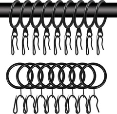 YONO Gordijnringen met Haken - 40 Stuks - Metaal - 30mm - Gordijnhaken voor Gordijnroede - Zwart