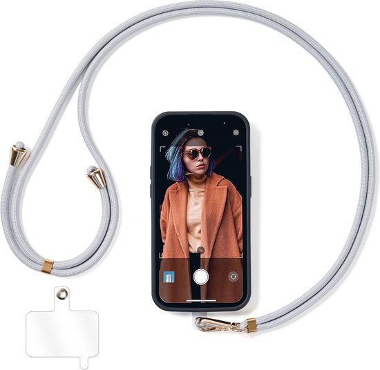 YONO Telefoonkoord Universeel - Nylon Telefoon Ketting Verstelbaar - Zilvergrijs