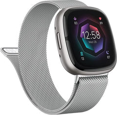 YONO Milanees Bandje geschikt voor Fitbit Versa 4 / Sense 2 – Zilver – Small