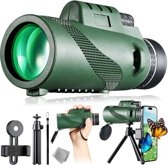 YONO Compacte Monokijker Smartphone - Monoculaire Telescoop - 80x100 - Verrekijker met Telefoon houder