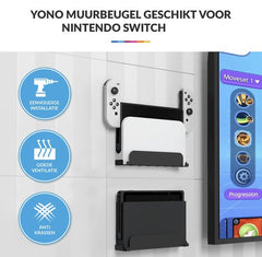 YONO Muurbeugel geschikt voor Nintendo Switch / Oled - Wall Mount Houder - Zwart