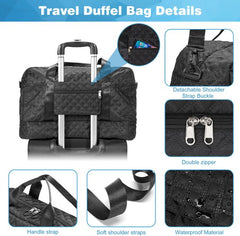 YONO Reistas Handbagage - Weekendtas 50x30x25 - Duffel Bag - Dames - Heren - Zwart