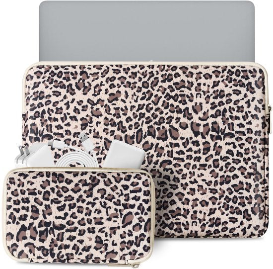 YONO Laptophoes 15 Inch – 14 Inch - Laptop Sleeve inclusief Etui Hoesje – Waterafstotende Laptoptas - Luipaard