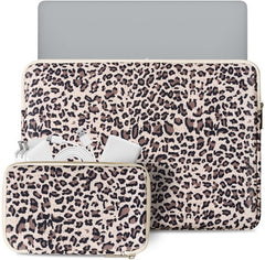 YONO Laptophoes 15 Inch – 14 Inch - Laptop Sleeve inclusief Etui Hoesje – Waterafstotende Laptoptas - Luipaard