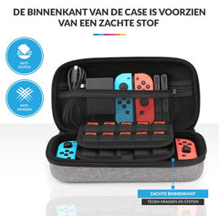 YONO Hard Case Medium geschikt voor Nintendo Switch / Oled - Koffer Opbergtas voor Joy Con en Accessoires - Grijs