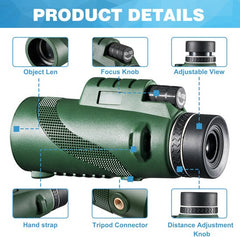 YONO Compacte Monokijker Smartphone - Monoculaire Telescoop - 80x100 - Verrekijker met Telefoon houder