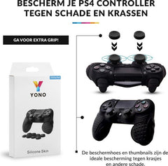 YONO Hoesje geschikt voor PS4 Controller – Skin met Thumb Grip – Zwart