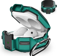 YONO Armor Hard Case geschikt voor Samsung Galaxy Buds 2 Pro (2022) - Galaxy Buds Pro (2021) - Galaxy Buds 2 (2021) - Galaxy Buds Live (2020) - Hoesje met Lock en Clip - Groen