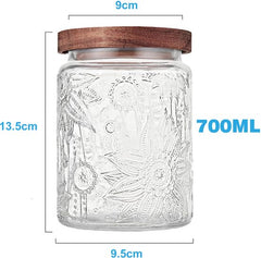 YONO Voorraadpotten Glas met Houten Deksel - Set van 2 - 700ml - 1000ml - Glazen Pot - Voorraadbussen