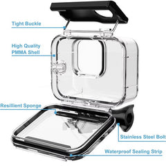 YONO Waterdichte Behuizing geschikt voor GoPro Hero 13 - Dive Case met Buckle - Transparant