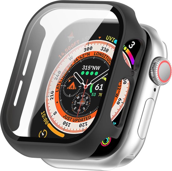 YONO Hoesje geschikt voor Apple Watch 10 - 42mm - Screenprotector Case - Glas - Zwart