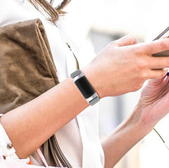 YONO Leer Bandje geschikt voor Fitbit Charge 5 / 6 - Vervangende Lederen Armband - Grijs